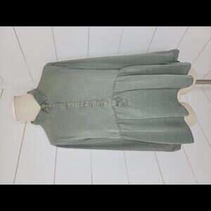 American Eagle Outfitters small army green flowy 1/2 button down top